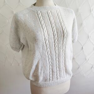 Vintage Cable Knit Sweater • Rainbow Cotton Candy Fibers • Like New • Med/Large